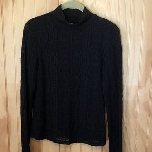 Anthropologie Black Lace Detail Top, xs